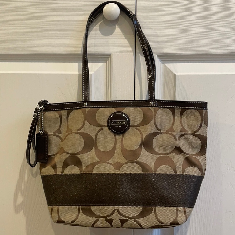 Coach canvas brown hobo purse